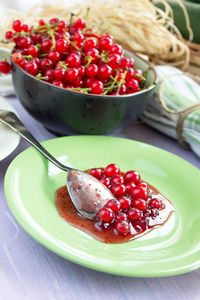 Close-up of strawberries in bowl