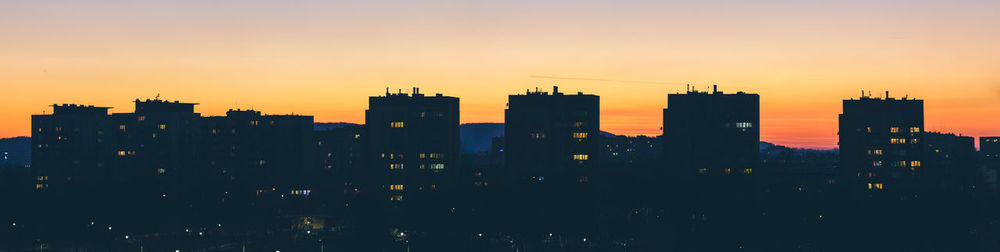 View of city at sunset