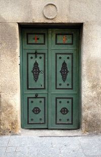Closed door of building