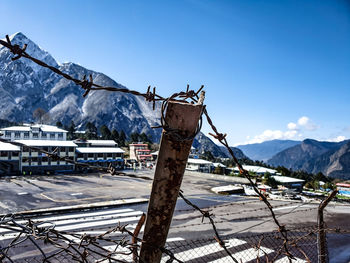 Scenic view of snowcapped mountains against clear sky