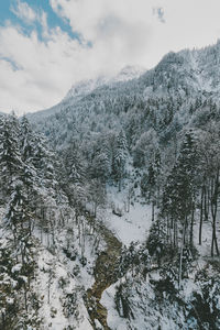 Snow covered landscape against sky