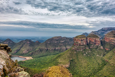 Scenic view of landscape against cloudy sky