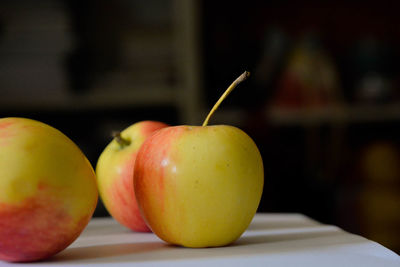 Close-up of apples on table