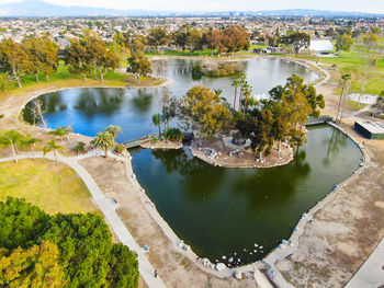 High angle view of lake