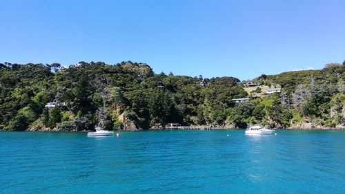 Scenic view of sea against clear sky