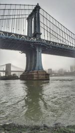 Suspension bridge over river