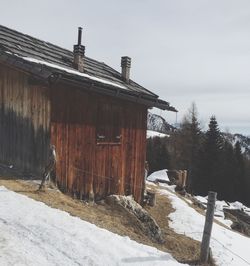 Built structure on snow covered landscape