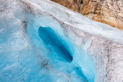 High angle view of glacier on landscape