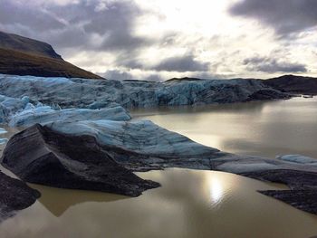 Scenic view of lake against sky