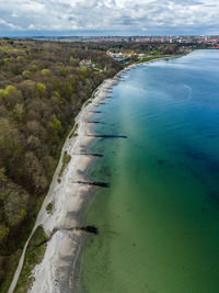 High angle view of sea against sky