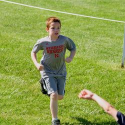 Boy playing on grass