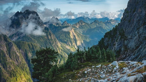 Panoramic view of mountains against sky