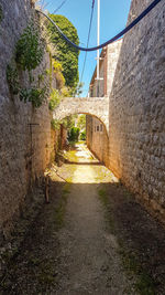 Narrow alley amidst buildings against sky