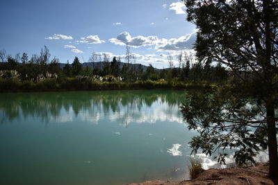 Scenic view of lake against sky