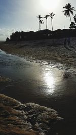 Scenic view of beach against sky during sunset