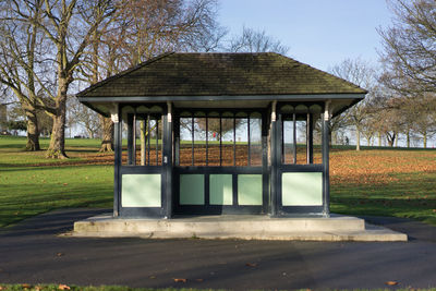 Gazebo in park against clear sky