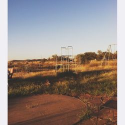 Scenic view of landscape against clear sky