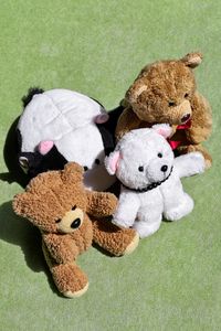 High angle view of stuffed toy
