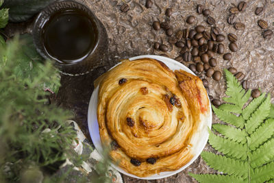 High angle view of coffee