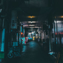 Illuminated market stall at night