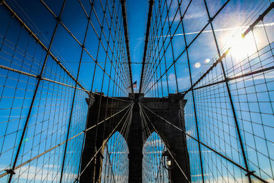 Low angle view of suspension bridge