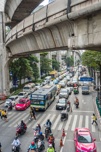 High angle view of traffic on road