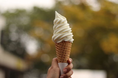 Hand holding ice cream cone