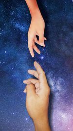 Midsection of woman holding hands