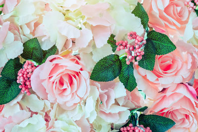 High angle view of rose bouquet