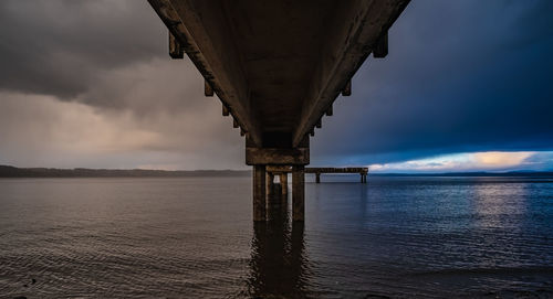 View of bridge over sea against sky