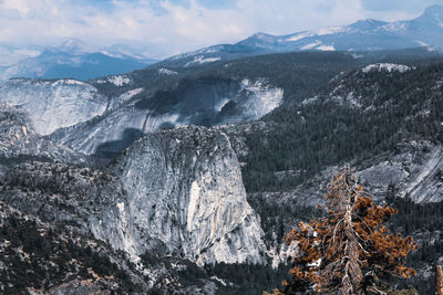 Scenic view of yosemite national park snowcapped mountains against sky