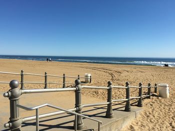 Scenic view of beach against clear sky