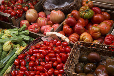 Close-up of tomatoes for sale in market