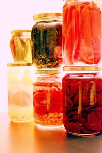 Close-up of drink in jar