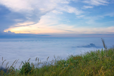 Scenic view of sea against sky during sunset