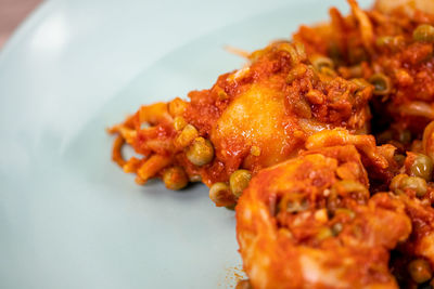 Close-up of served food in plate