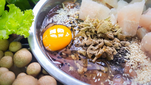 High angle view of breakfast in bowl