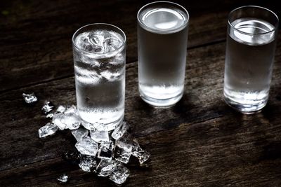 High angle view of drink on table