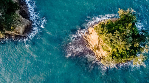 Aerial view of island amidst sea