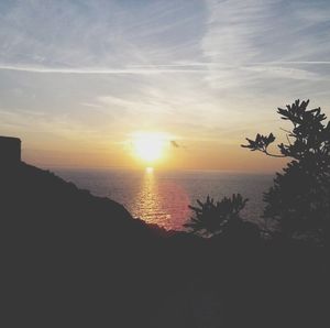 Scenic view of sea at sunset