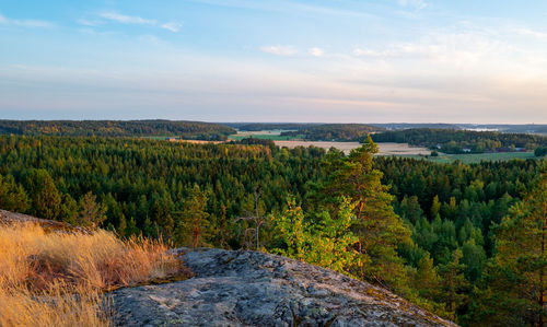 Scenic view of landscape against sky during sunset