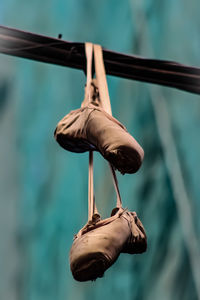 Woman holding rope in swimming pool