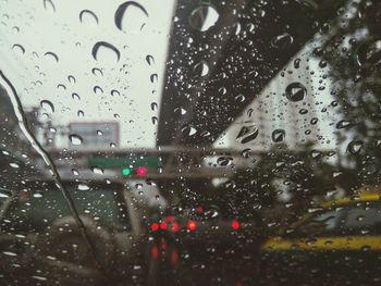 Close-up of waterdrops on glass window