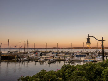 Scenic view of dock against sky during sunrise