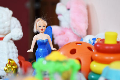 Close-up of toys at home
