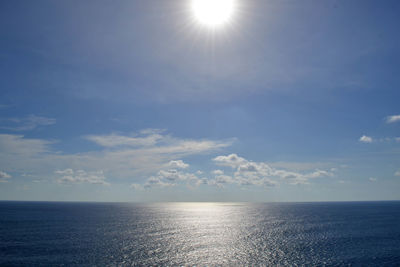 Scenic view of sea against sky on sunny day