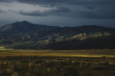 Scenic view of landscape against cloudy sky