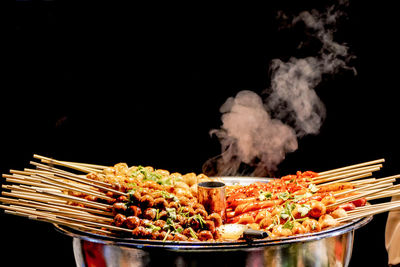 Close-up of food against black background