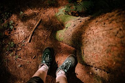 Climbing boots in the forest