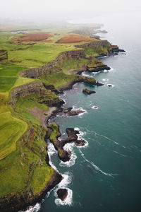 High angle view of land and sea